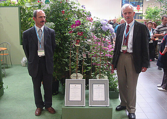 Владельцы питомника награждёны за сорта  клематисов ’Мазовше‘ и ’Мазуры‘ на выставке «Зелень Это Жизнь» в 2006 г.